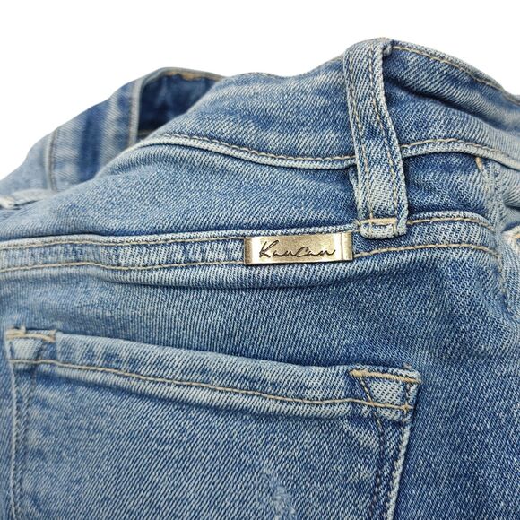Kancan Sultana Slim Women's 1/24 Distressed Mid Rise Stretch Blue Denim Jeans - Picture 11 of 14